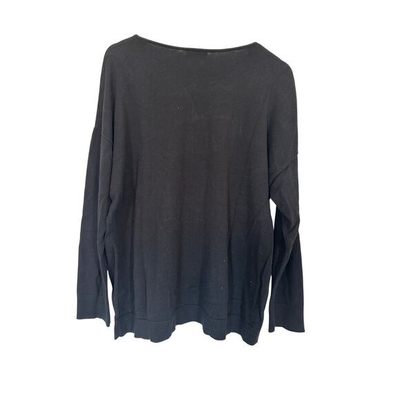 Calvin Klein XL Black Gold Flowers Travel Lounge Pullover Sweater Christmas Cozy - Picture 4 of 10